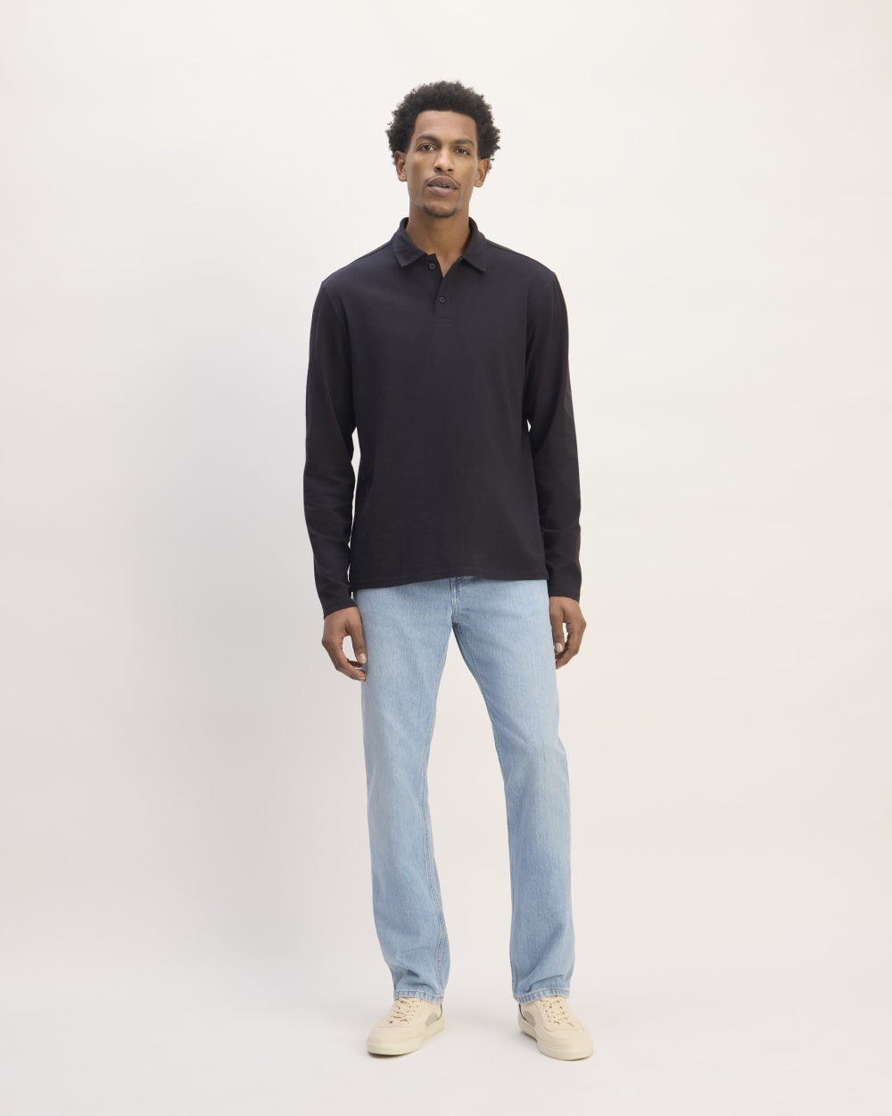 The Premium Weight Long-Sleeve Polo | Deep Navy – Everlane