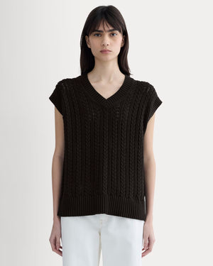 The Mesh Cable Vest in Everyday Cotton | Black