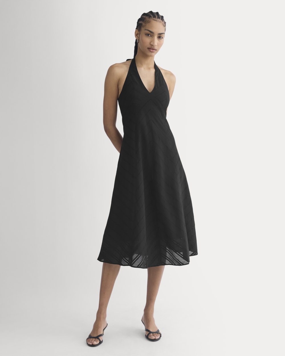 womens-textured-halter-midi-dress-black | primary