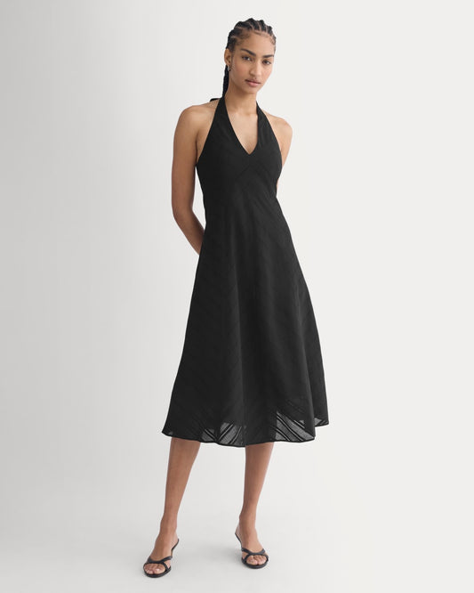 womens-textured-halter-midi-dress-black | primary