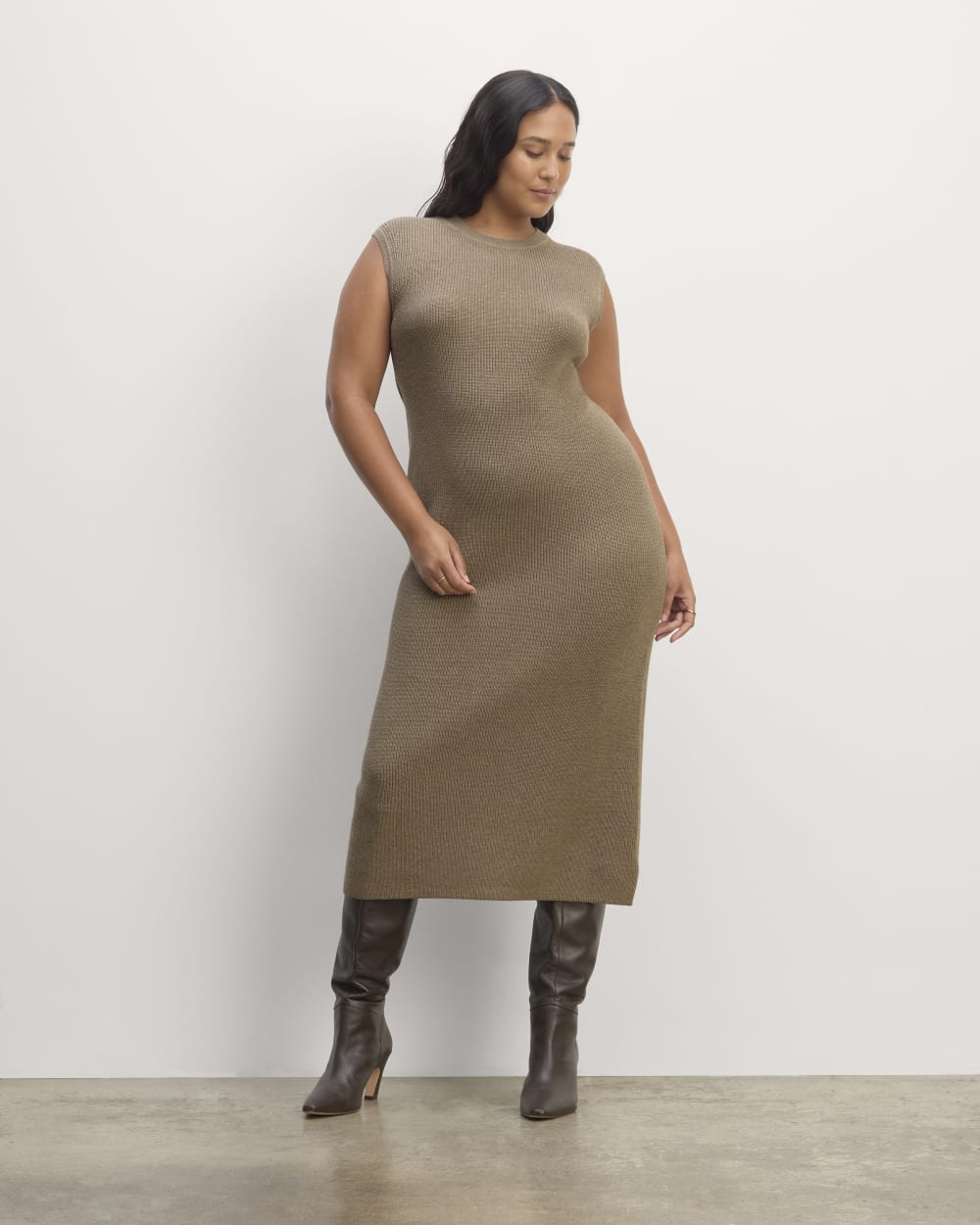 womens-midi-dress-everyday-cotton-heather-taupe | primary