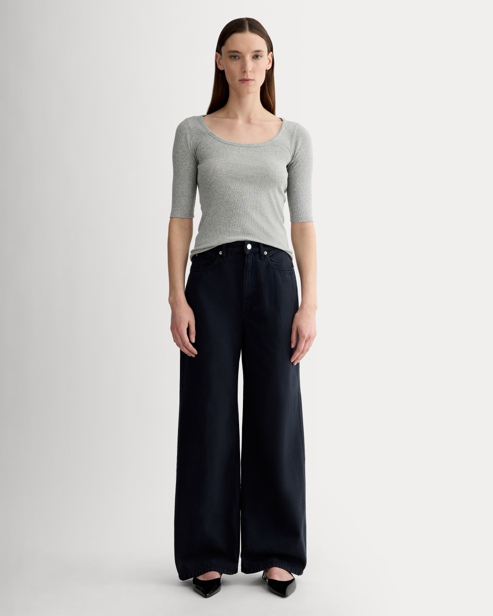 The Luxe Rib Scoop-Neck Tee | Heathered Grey – Everlane