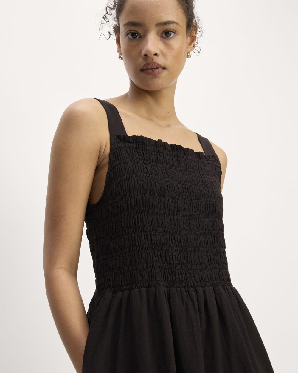 The Gauze Smock Dress | Carob Brown / Black