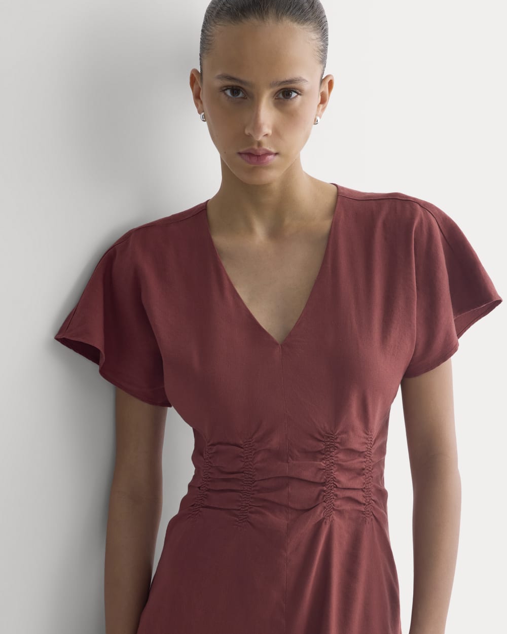 womens-cinched-dress-in-stretch-linen-henna-red