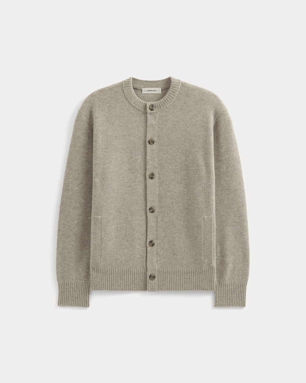 mens-luxe-merino-crew-cardigan-heather-gravel | alt