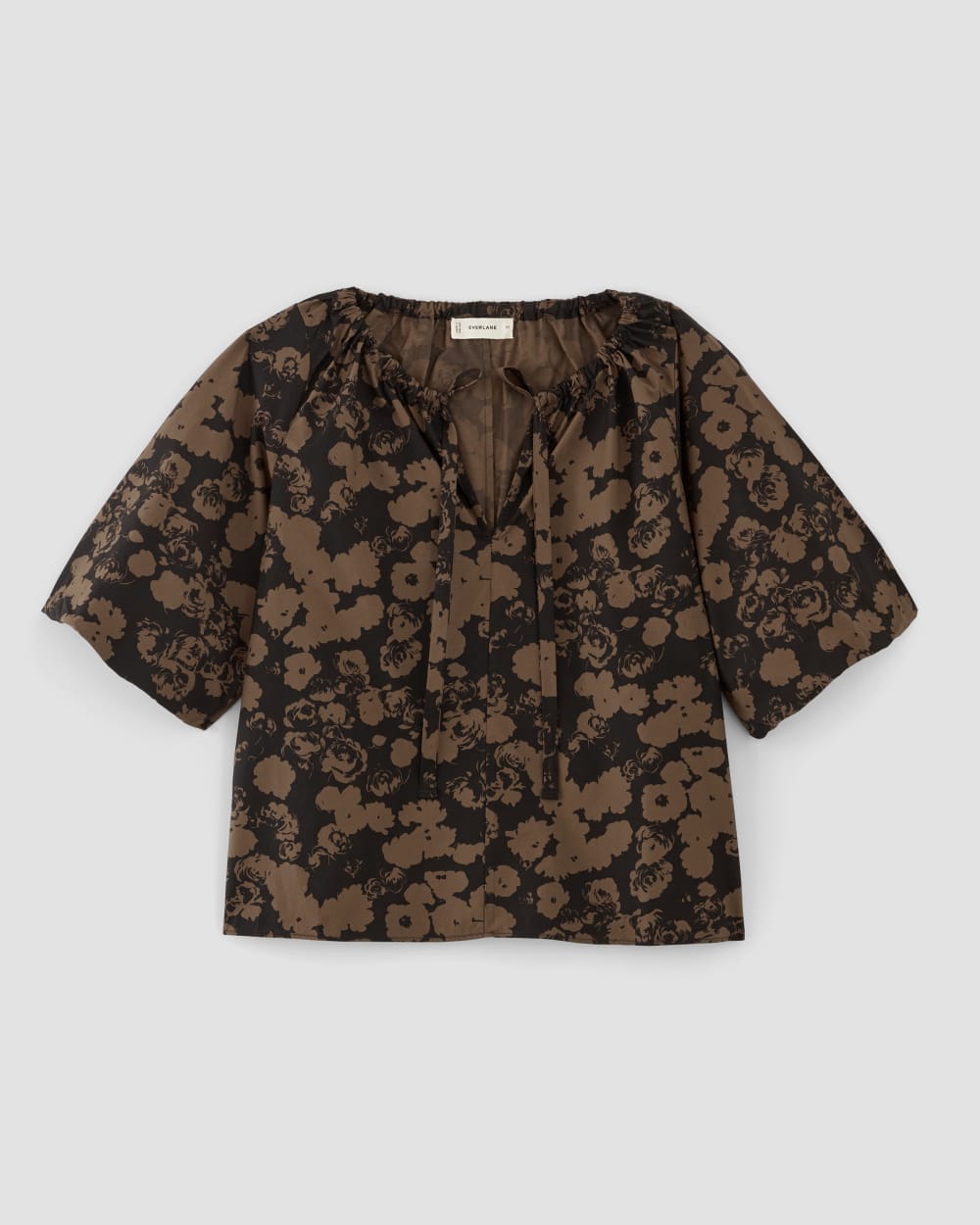 The Supima® Puff-Sleeve Top | Black / Cocoa Floral – Everlane