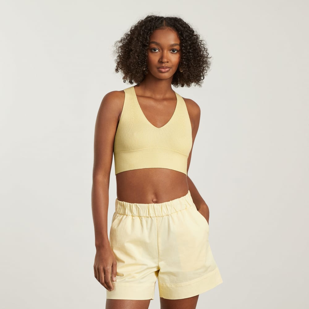 womens-cotton-crossback-cropped-sweater-yellow | primary