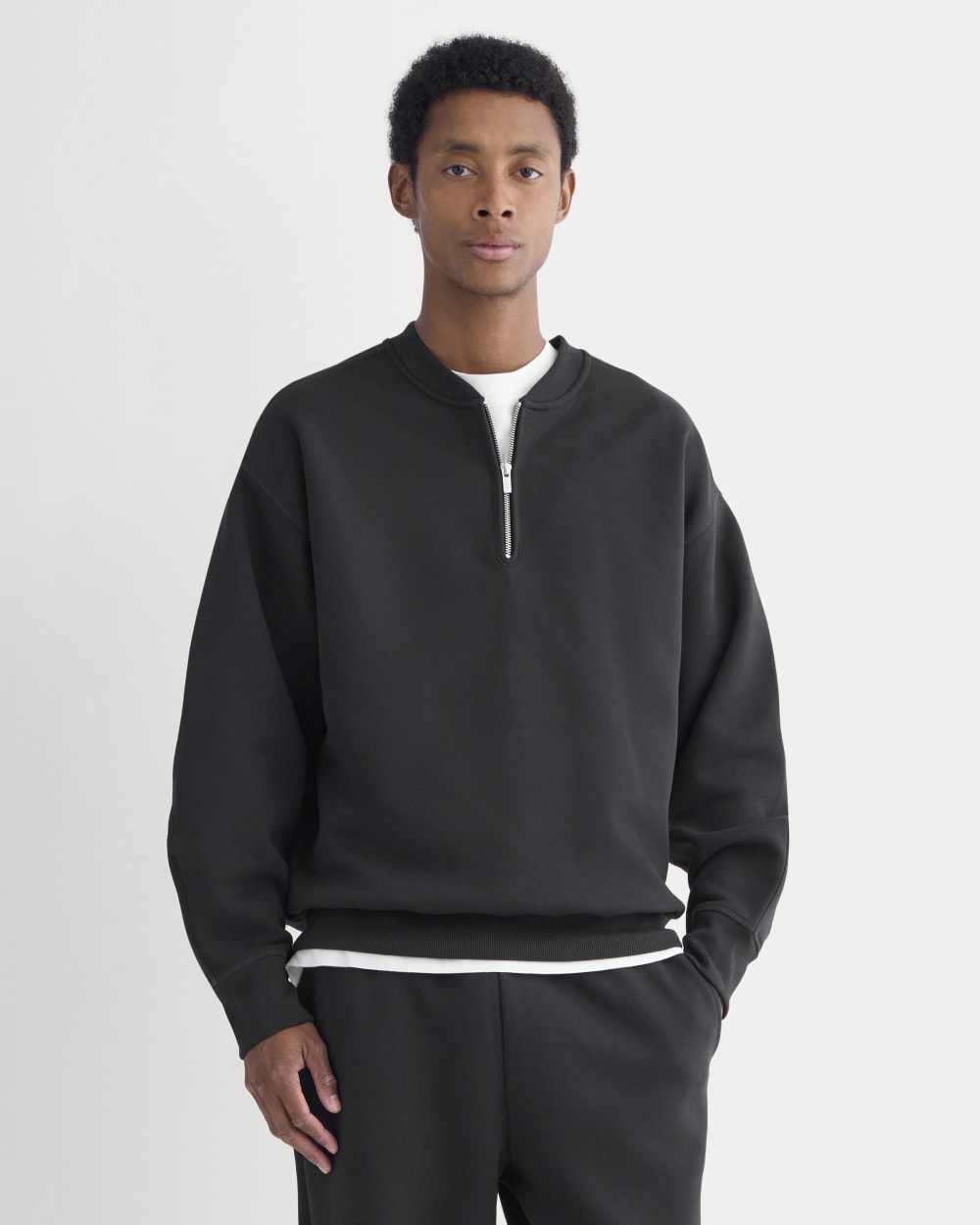 L'Appartement Half Sleeve Sweat ブラック Monte Half-Zip Sweatshirt - Onyx Black