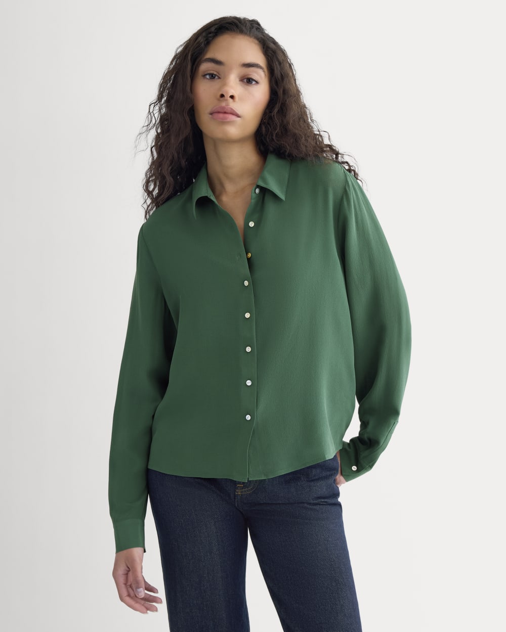 Shrunken Top in Washable Silk | Hunter Green – Everlane