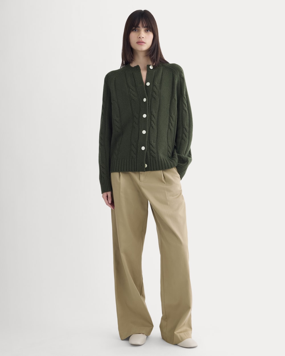 Cable Cardigan in Extrafine Luxe Merino | Dark Forest – Everlane