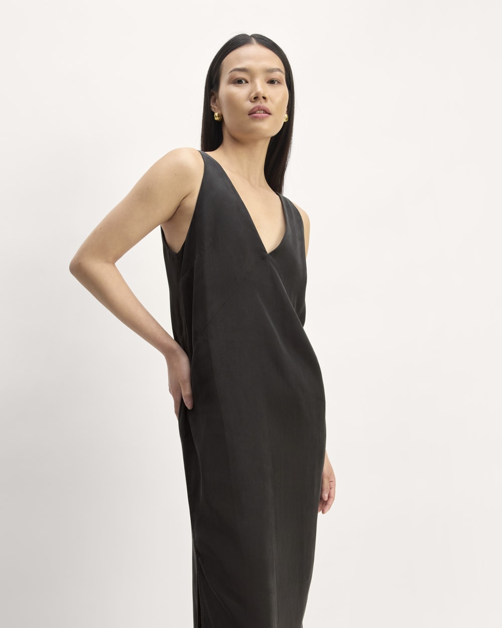 The TENCEL Midi Slip Dress | Black Everlane The TENCEL Midi Slip Dress | Black Everlane