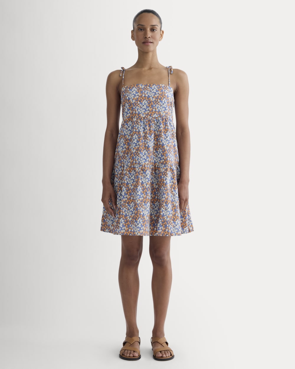 womens-gauze-mini-tiered-dress-soft-cobalt-floral | primary