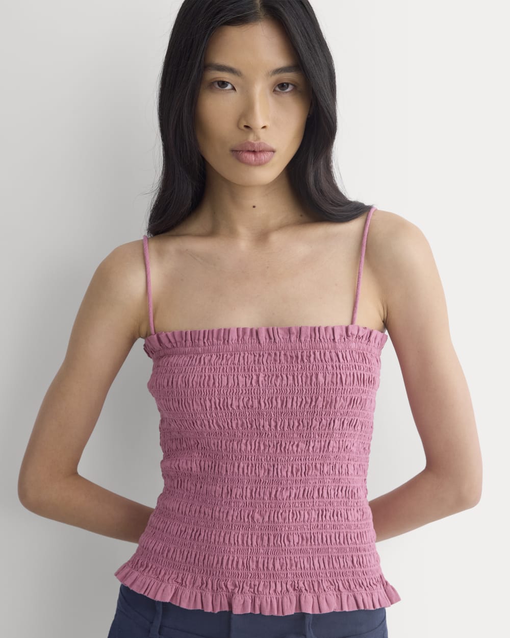 womens-gauze-smocked-cami-heather-rose | primary