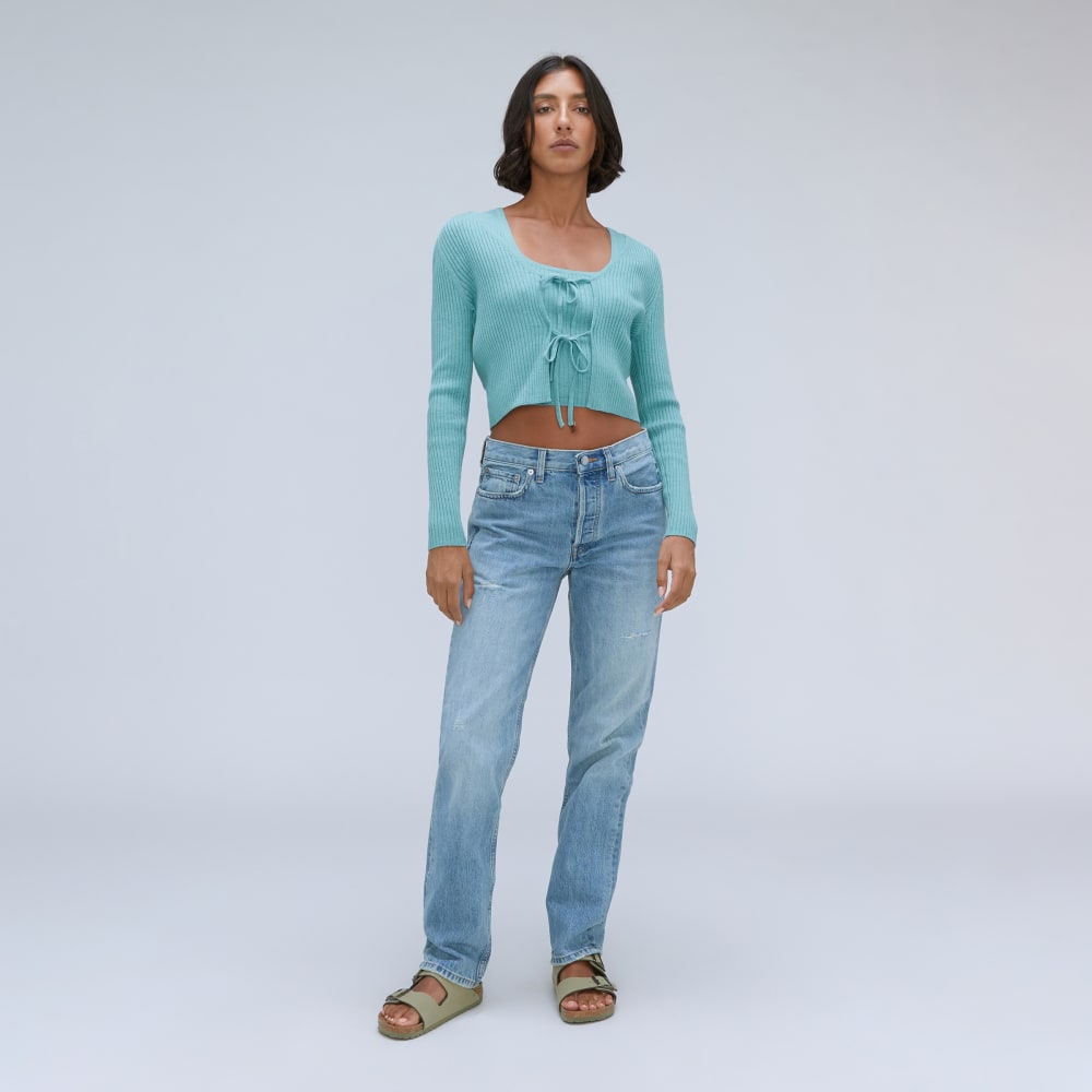 The Cotton-Merino Front-Tie Top | Deep Turquoise – Everlane