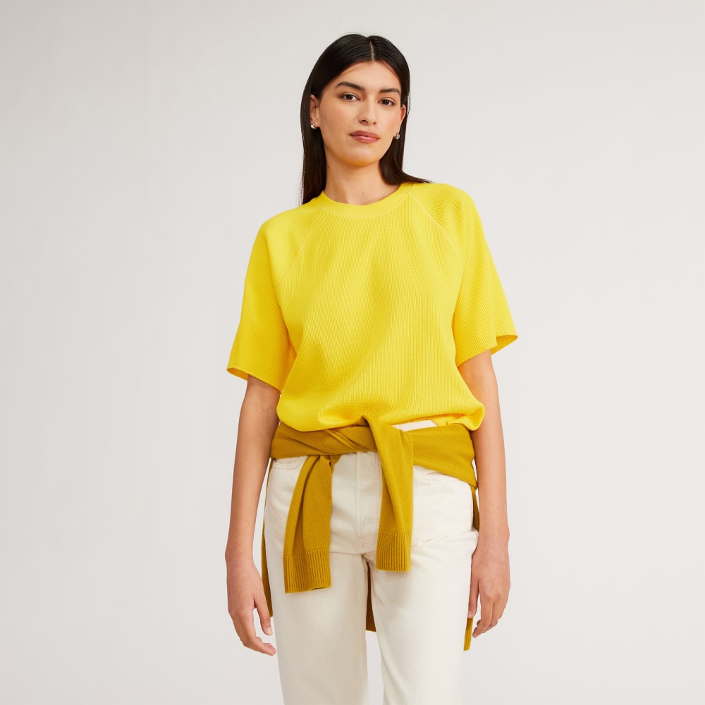 The Organic Cotton Waffle Raglan Tee | High Visibility Yellow – Everlane