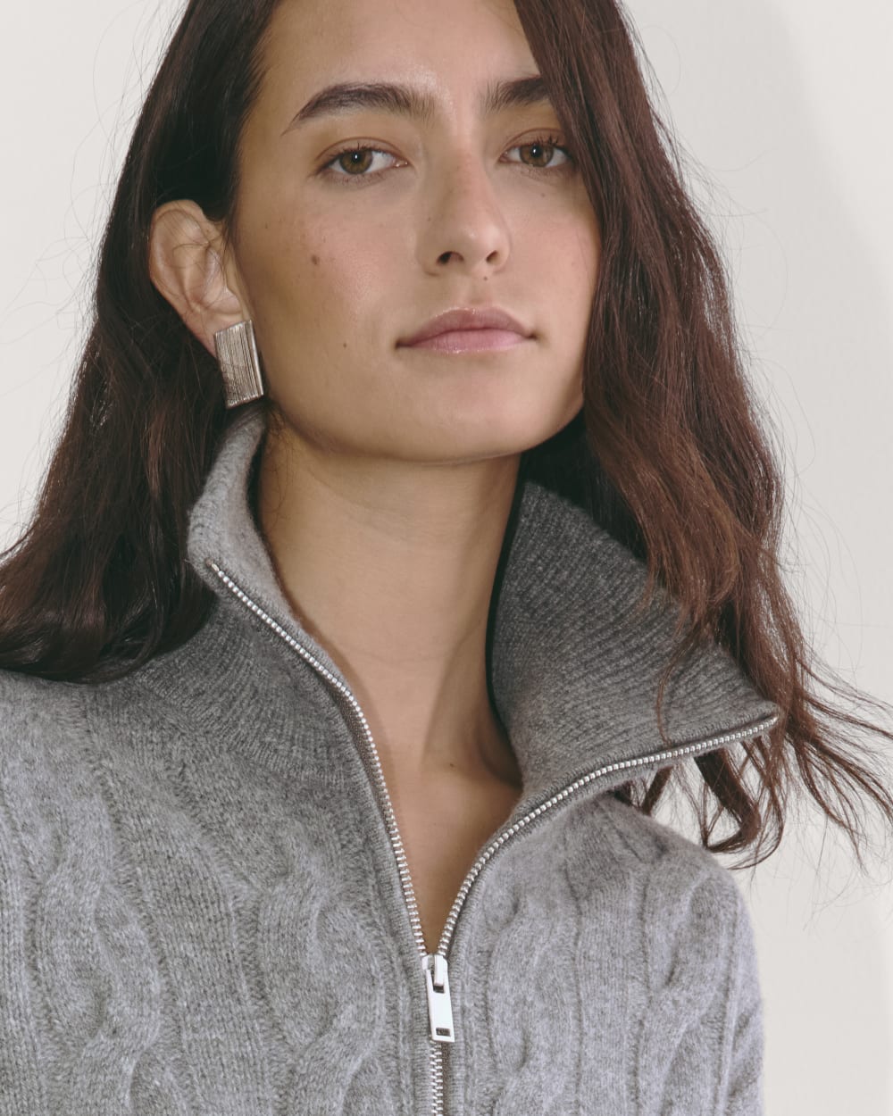 The Cable Half-Zip in Luxe Merino | Heathered Mid-Grey – Everlane