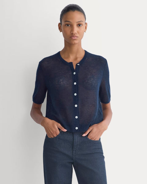 The Air Alpaca™ Short-Sleeve Cardigan | Navy – Everlane