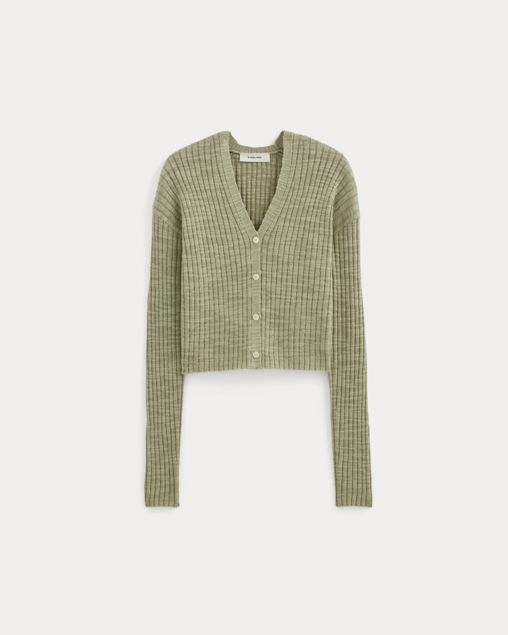 The Ribbed Cardigan in Cotton Linen | White