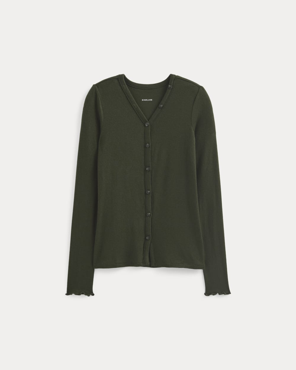 Sheer V-Neck Cardigan in Butterluxe | Dark Green – Everlane