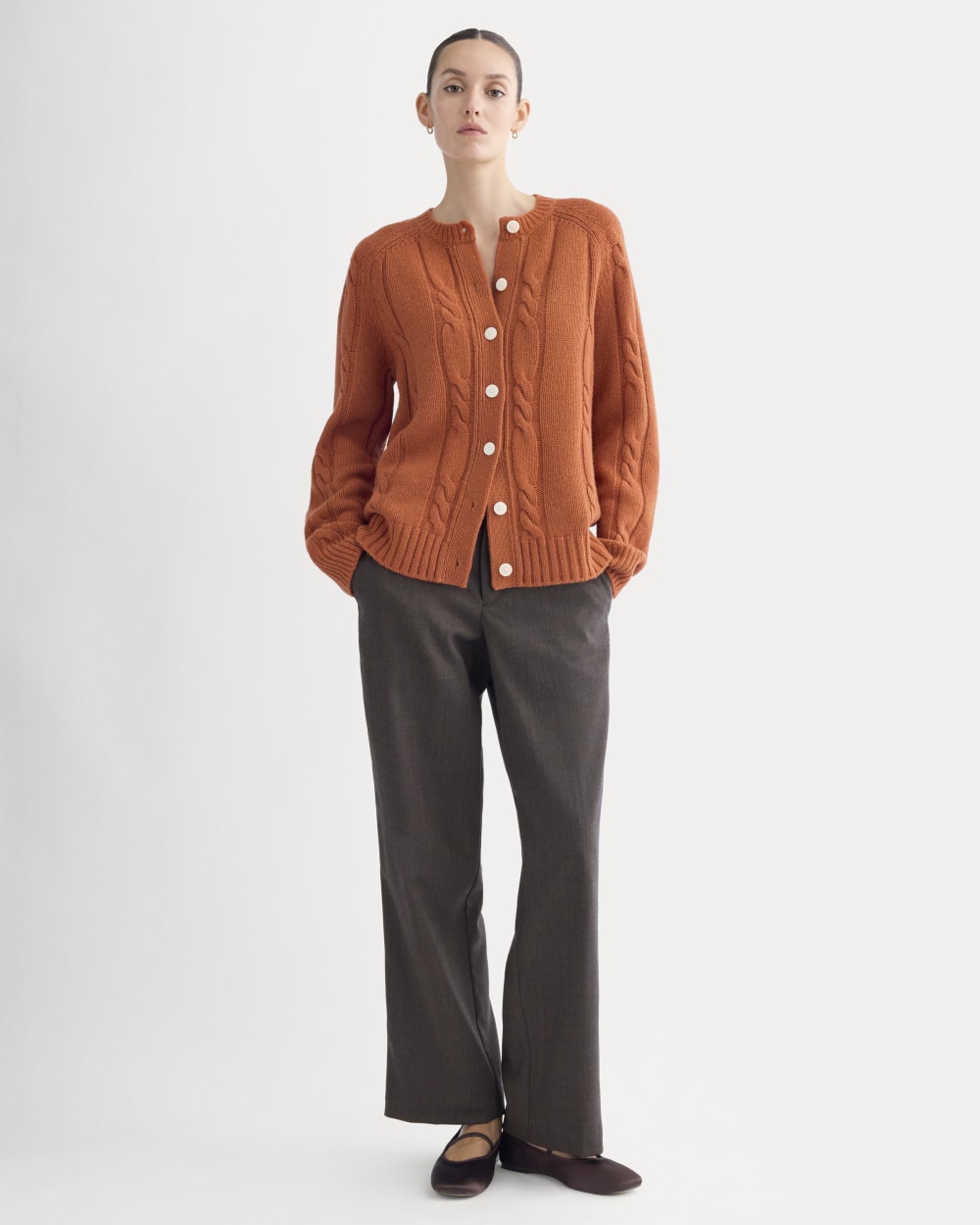 Cable Cardigan in Extrafine Luxe Merino | Rust Heather – Everlane