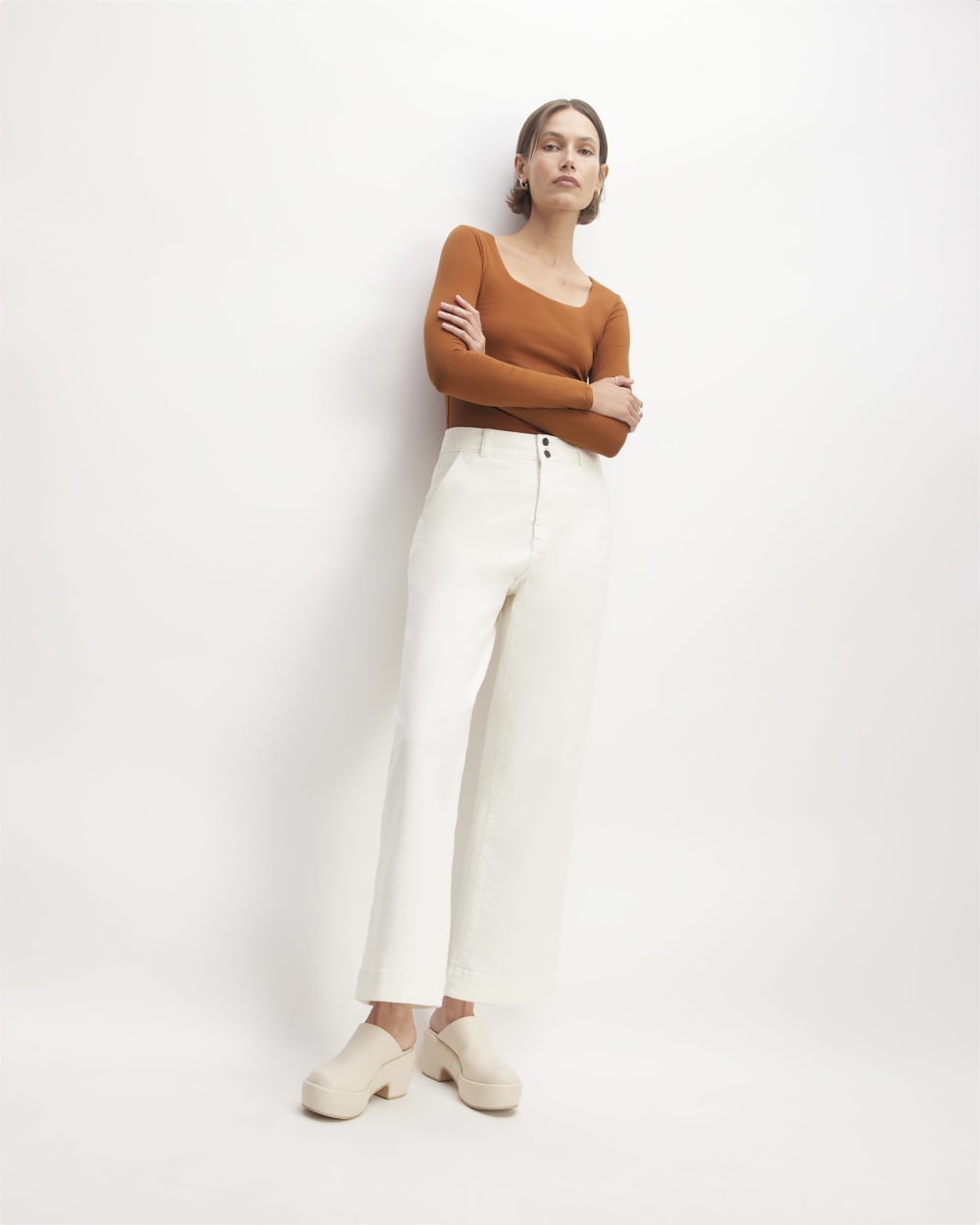 womens-long-sleeve-square-bodysuit-thong-honey | primary