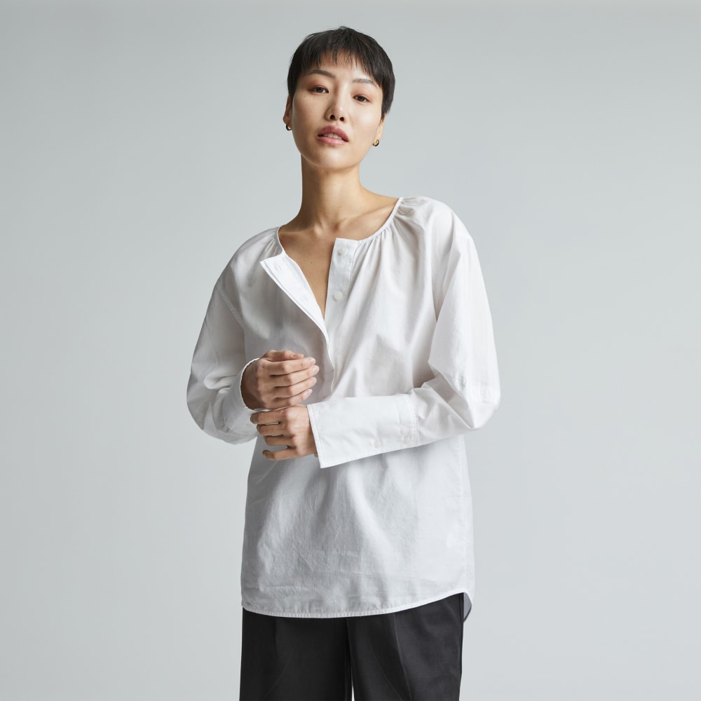 womens-silky-cotton-balloon-sleeve-top-white | primary