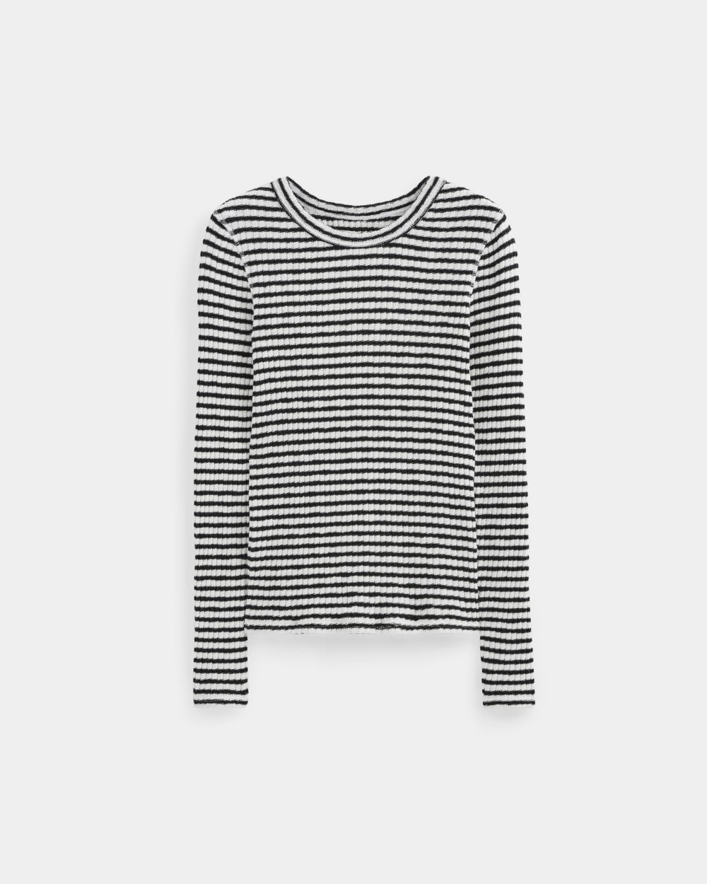 トップス At Last RIB KNIT TEE Enza Costa Women's Textured Rib Crew Tee, White, S at Amazon