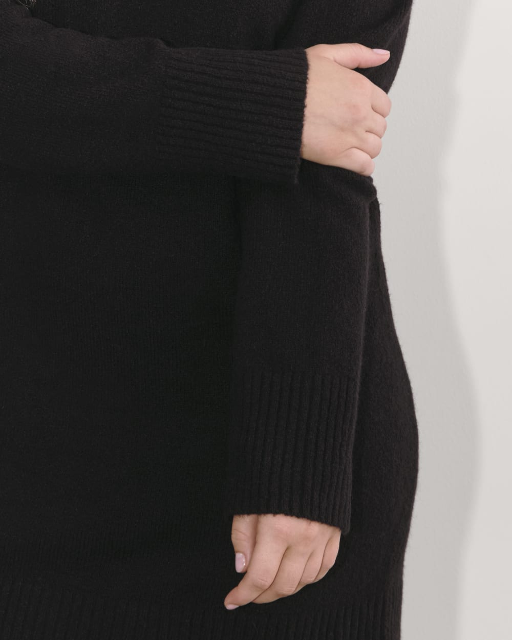 womens-luxe-cotton-sweater-dress-black