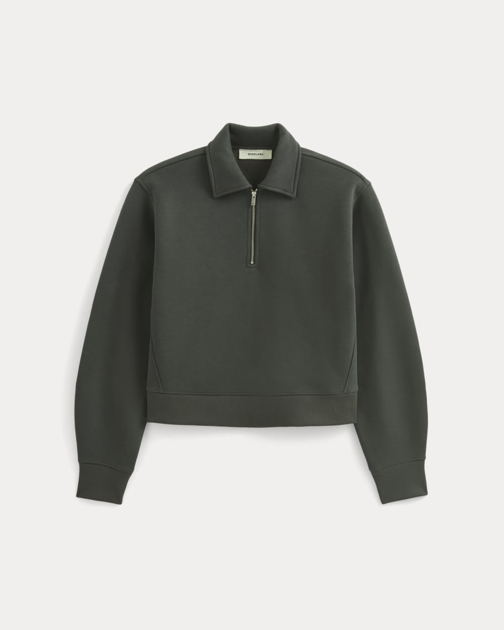 womens-luxe-fleece-zip-polo-washed-black | alt