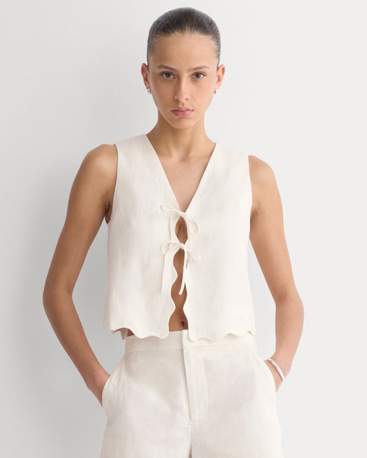 womens-tie-front-scallop-tank-in-linen-bone | primary
