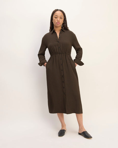 The Mini Jacquard Stripe Shirt Dress | Cocoa / Black – Everlane