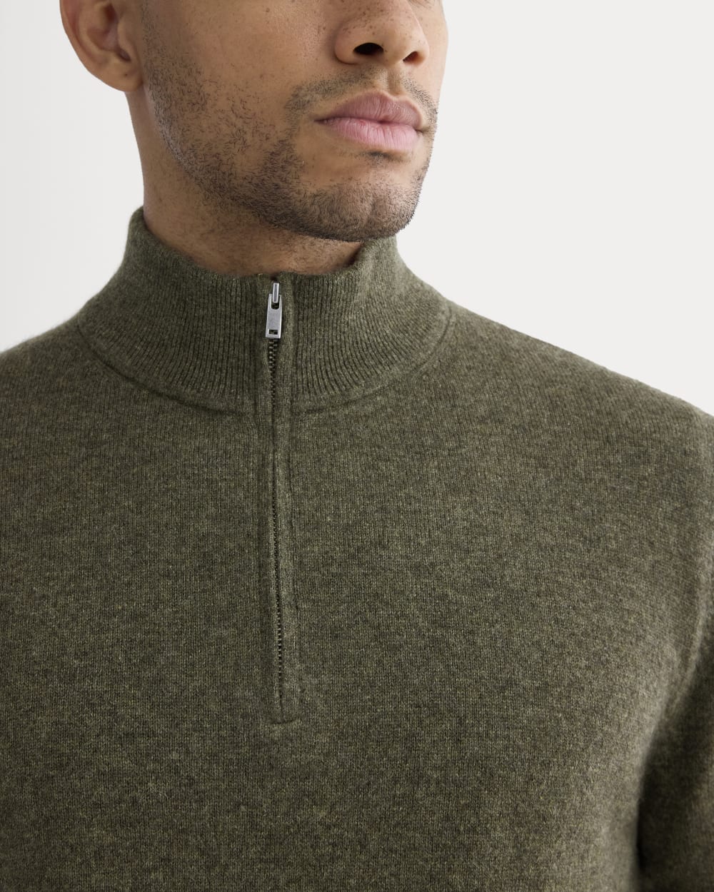 Cashmere Quarter Zip Sweater | Heathered Army Green – Everlane