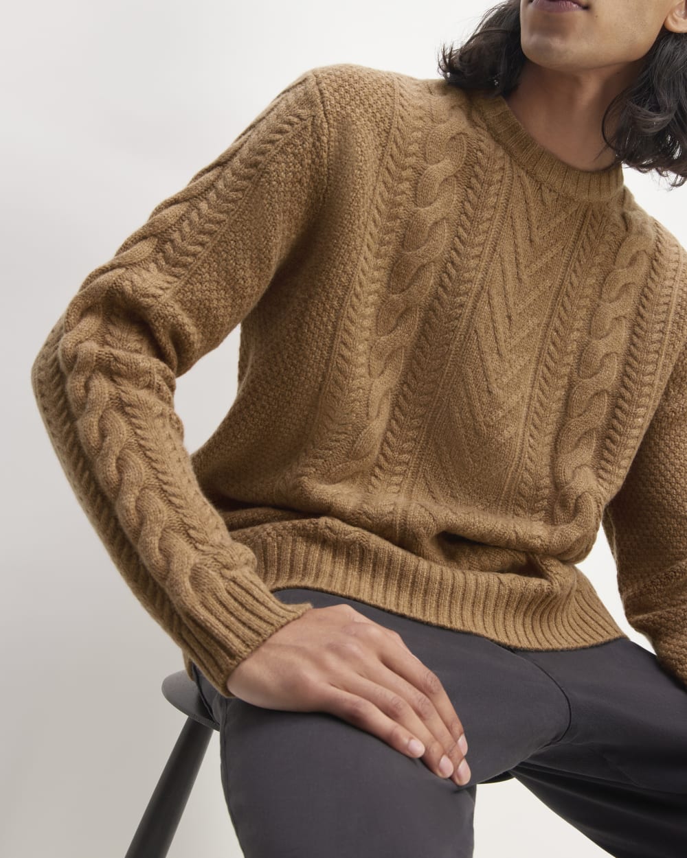 The Felted Merino Cable-Knit Crew | Deep Camel – Everlane