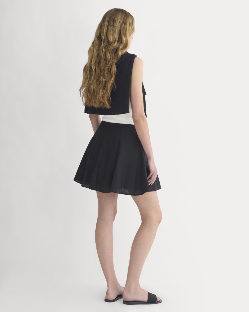 womens-godet-mini-skirt-in-cotton-silk-black | alt