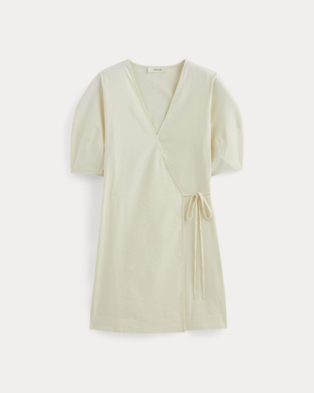 Everlane Seersucker Mini Wrap Dress In Bone, Size 16, Cotton Everlane Seersucker Mini Wrap Dress In Bone, Size 16, Cotton