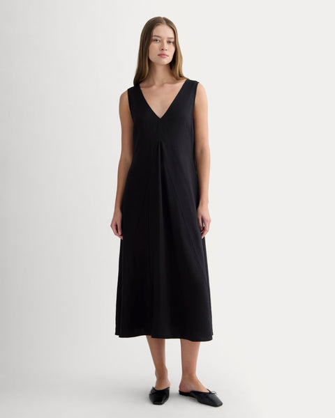Everlane V-Neck Dress, SoftLuxe, Black, Size 00, Viscose