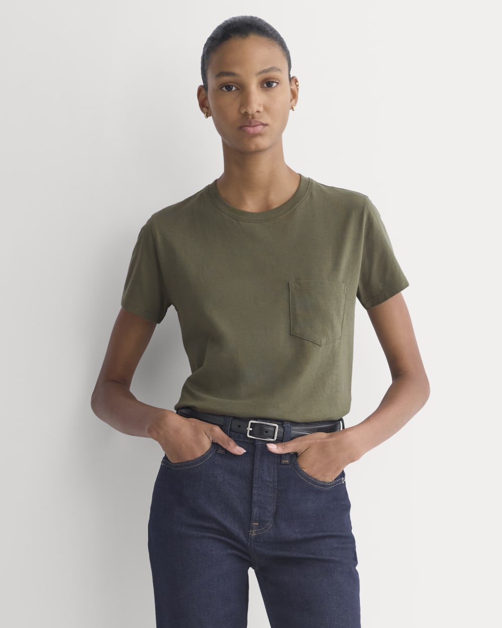 womens-organic-cotton-box-cut-tee-olive-night-pocket | primary