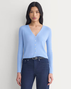 The Cardigan in Ultrasoft Merino | Open Air Blue