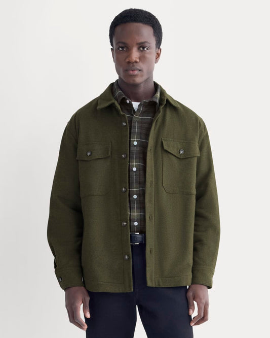mens-heavyweight-twill-waffle-overshirt-heather-green | primary