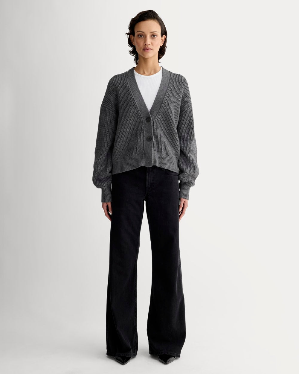 The Boxy Cardigan in Everyday Cotton | Heathered Charcoal – Everlane