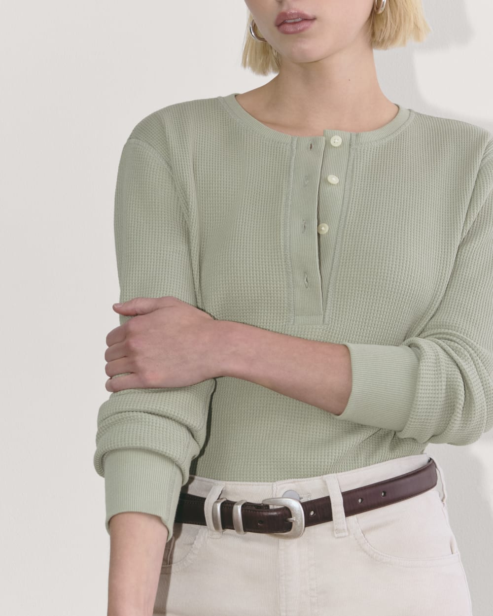womens-cotton-waffle-henley-tee-seagrass | alt