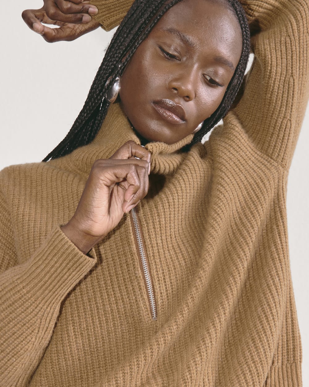 womens-felted-merino-halfzip-sweater-deep-camel | primary