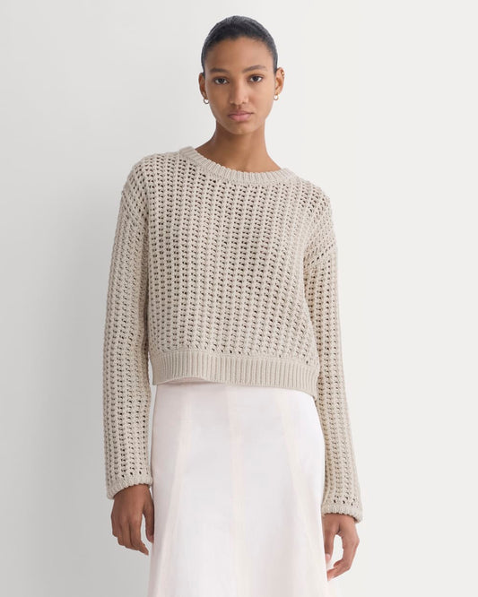 womens-open-knit-crew-in-elevated-cotton-peyote | primary