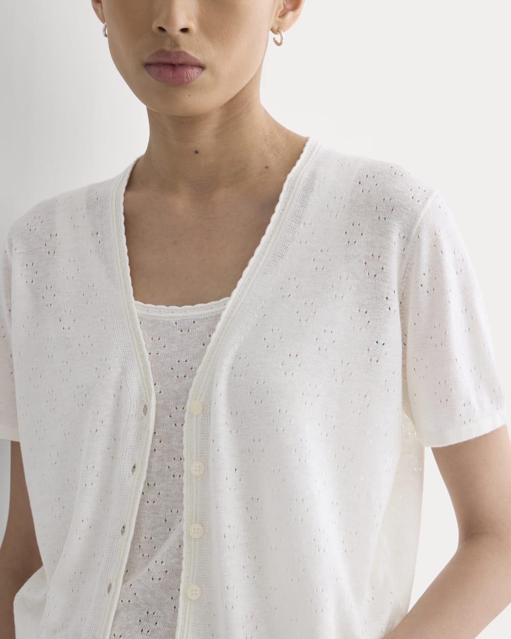 Lace Trim Cardigan in Fine Linen | Bone – Everlane