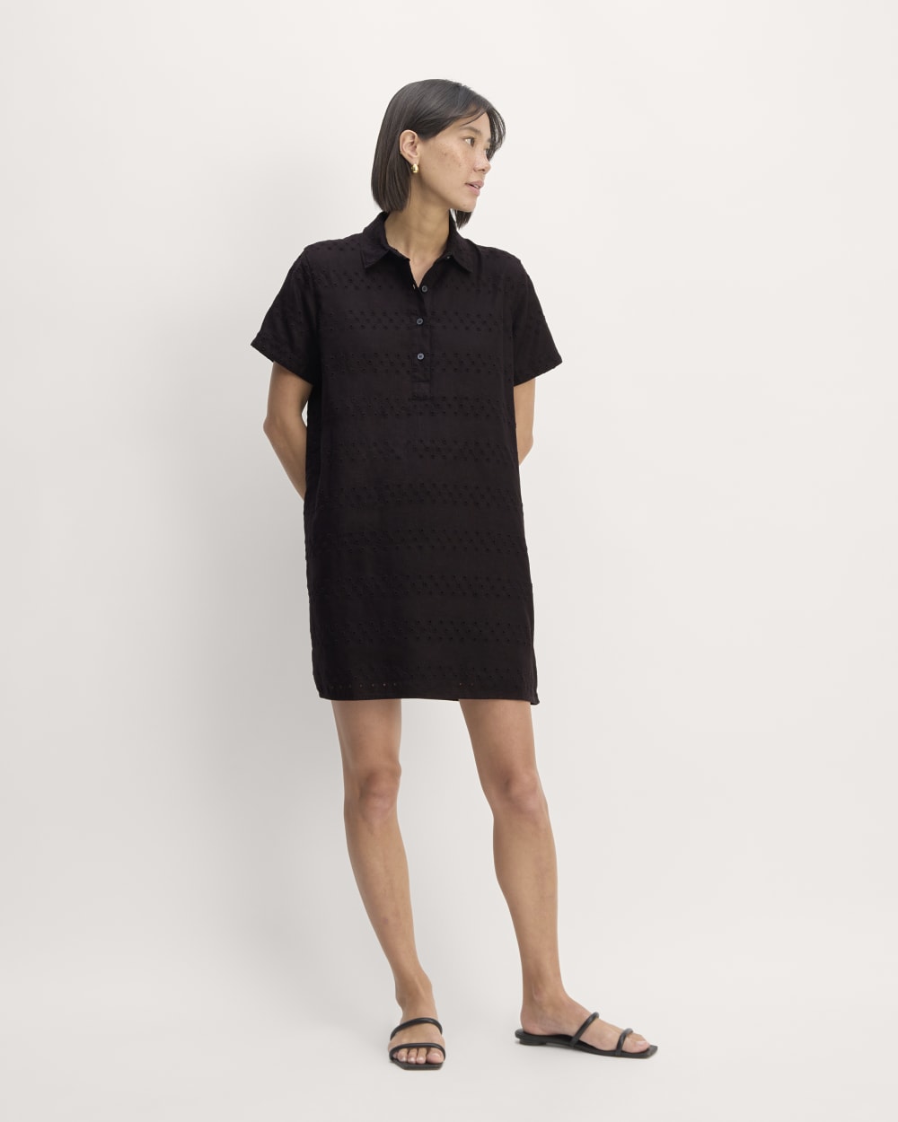 The Linen Eyelet Shirtdress | Black Eyelet Everlane The Linen Eyelet Shirtdress | Black Eyelet Everlane