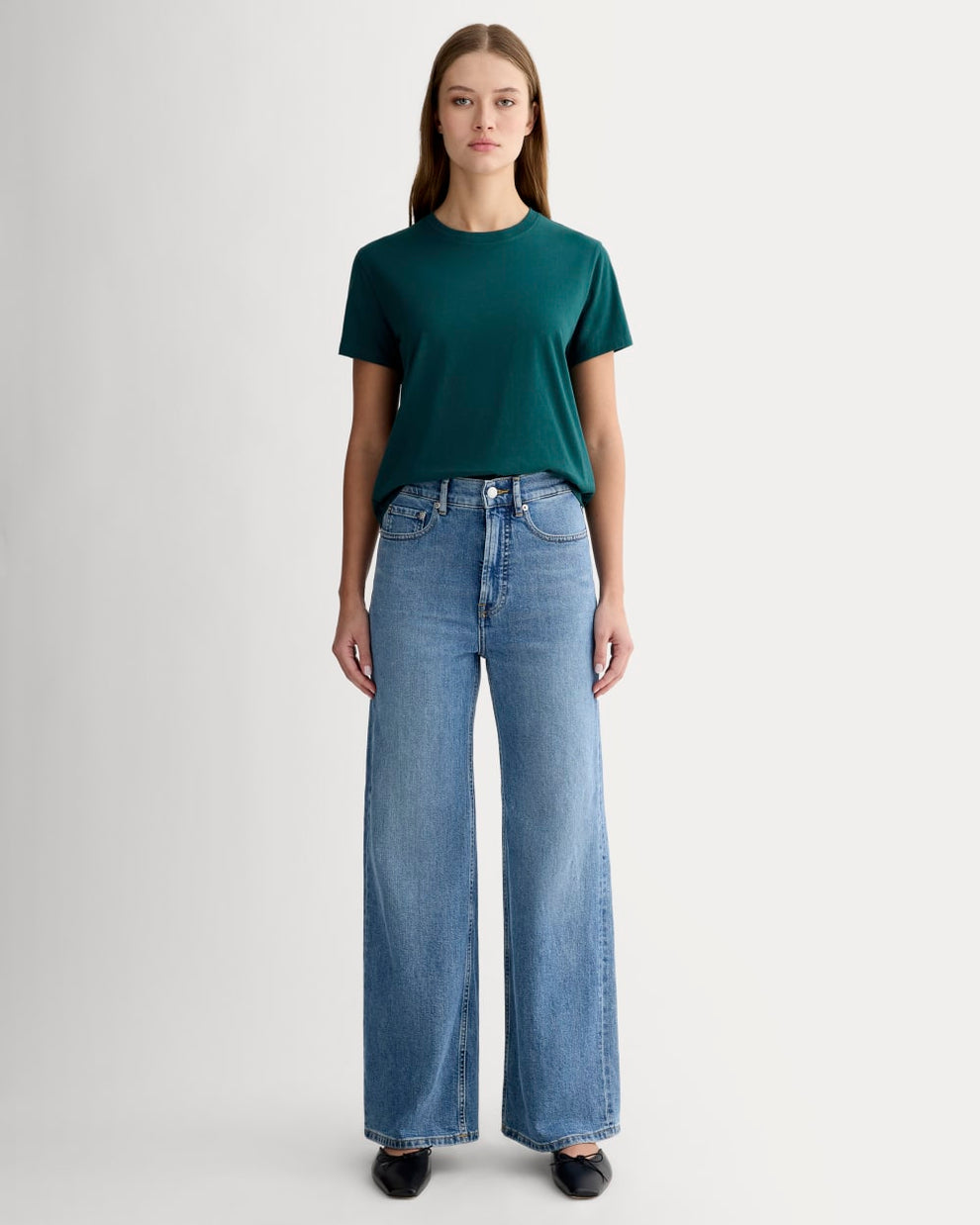 The Box-Cut Tee in Essential Cotton | Dark Sea | No Pocket – Everlane