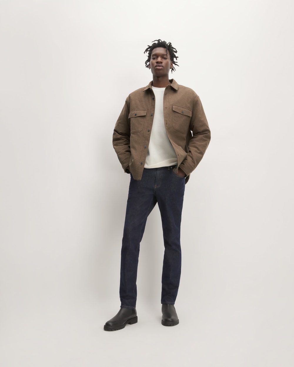 The Flannel Filled Shirt Jacket | Heathered Cocoa Brown – Everlane