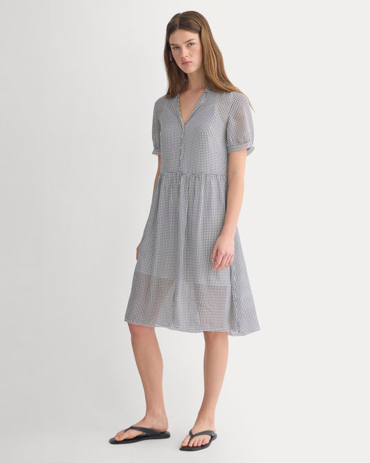 womens-notch-collar-shirtdress-silk-gardenia-black-dot | primary