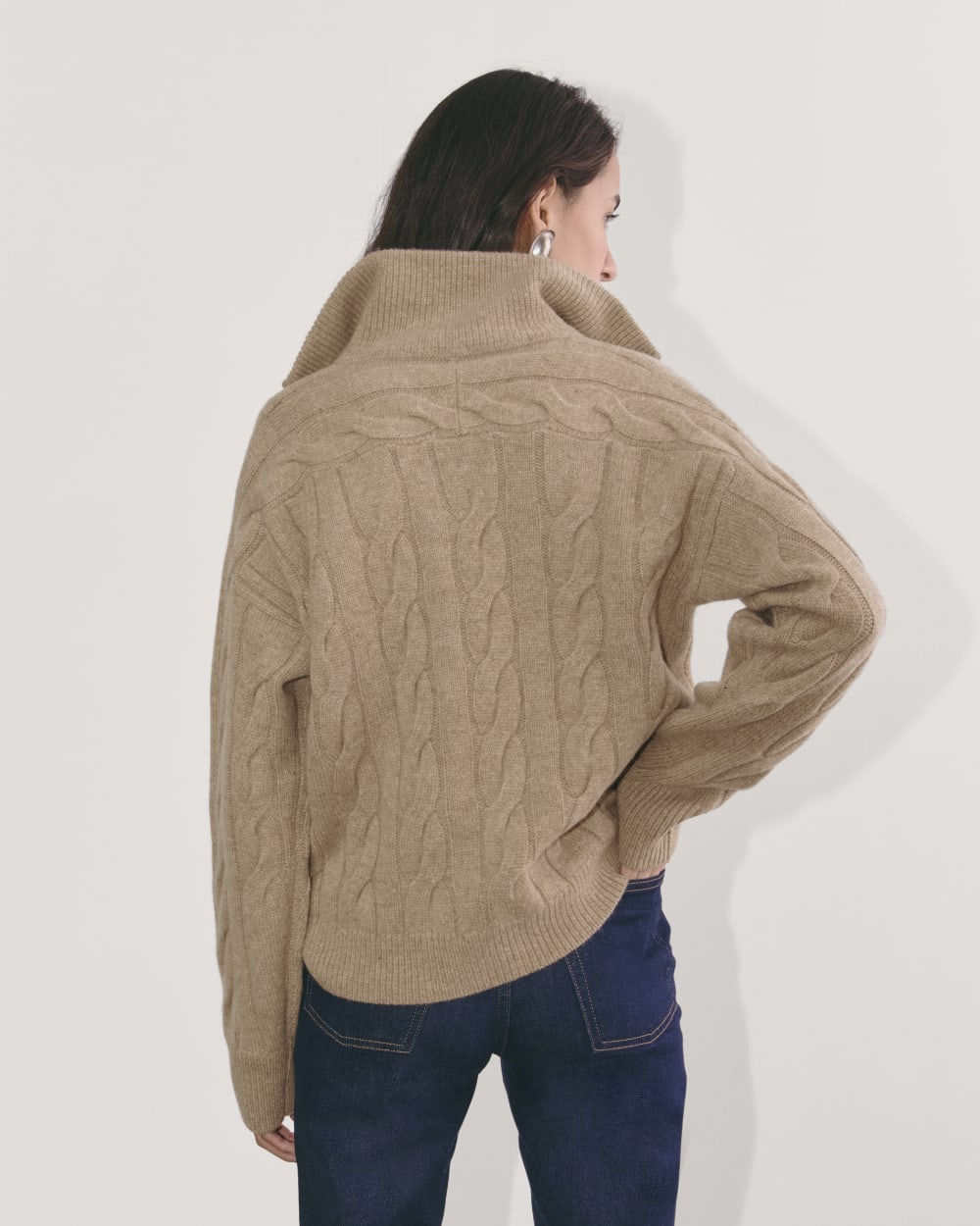 The Cable Half-Zip in Luxe Merino | Oat Melange – Everlane