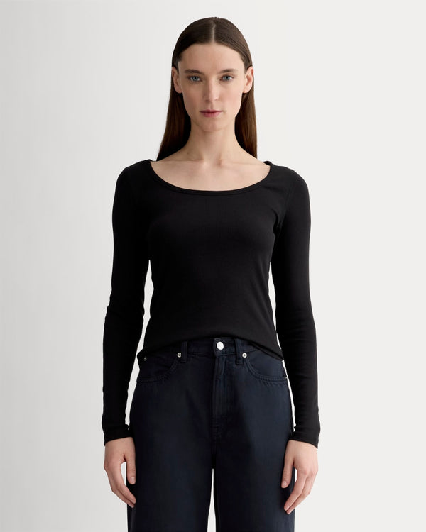 Womens Ribbed 3/4 Sleeve Scoop Neck Tee 6-Pack